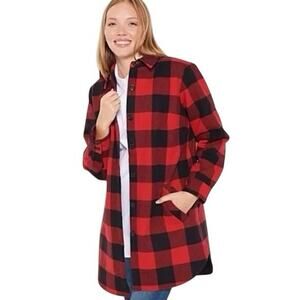 Joan Rivers Buffalo Plaid Fleece Lined Shacket Womens XS Lumberjack Cabincore
